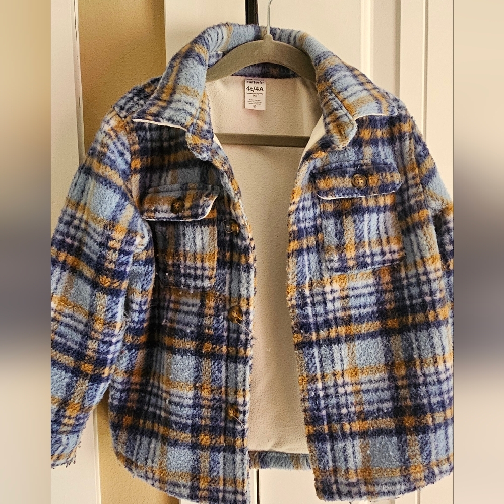 Carter's Blue and Brown Plaid Kids Jacket